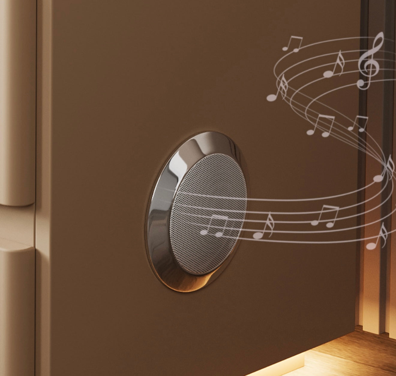 Luxus Smart-Nachttisch mit LED-Beleuchtung, Wireless Charging, Bluetooth-Lautsprecher & Zahlenschloss